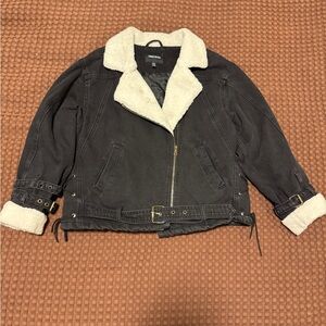 Urban Revivo Women's Black Jacket with Cream Accents